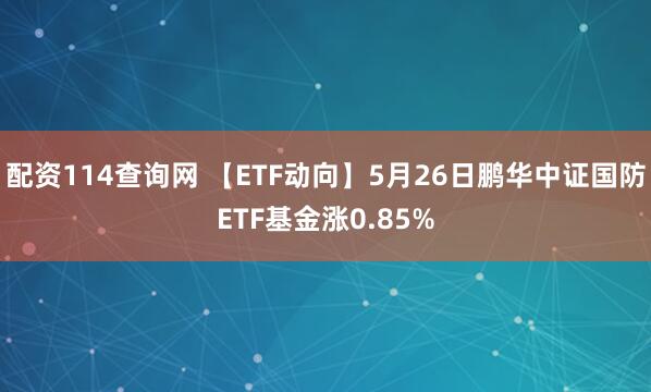 配资114查询网 【ETF动向】5月26日鹏华中证国防ETF基金涨0.85%